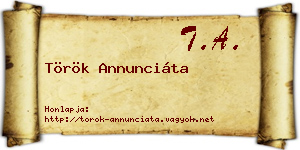 Török Annunciáta névjegykártya